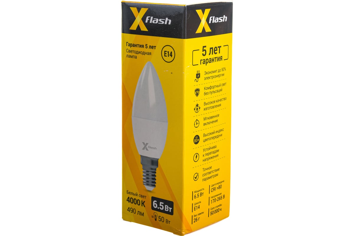 Светодиодная лампа Xflash XFE14C376.5W4000K230V 47505 выгодная цена, отзывы