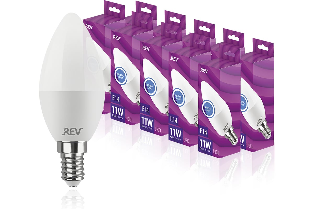 Светодиодная лампа REV свеча C37 11Вт E14 4000K 880Лм упаковка 10 шт .