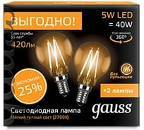 Лампа Gauss Filament Шар E14 5W 2700К 2 шт SQ 105801105P