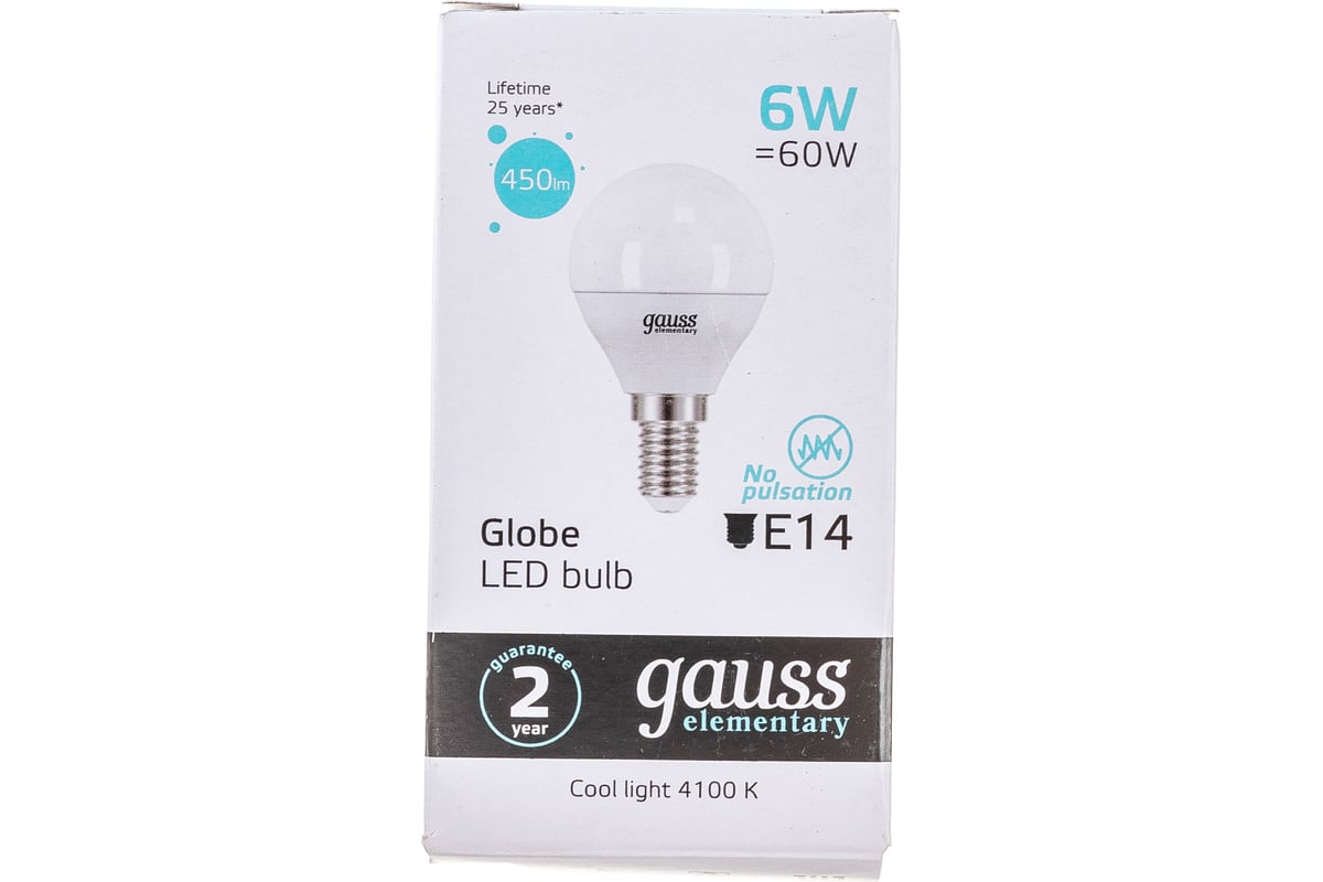 Лампа Gauss LED Elementary Globe 6W E14 4100K SQ 53126 - выгодная цена ...