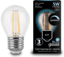 Лампа LED Globe E27 5W 4100K Gauss Filament 105802205