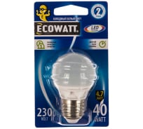Светодиодная лампа ECOWATT P45 230В 4.7W 4000K E27 холодный белый свет, шарик 4606400613985