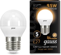 Лампа Gauss LED Шар E27 9.5W 890lm 3000K 105102110 15869248