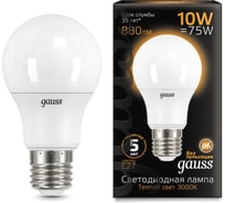 Лампа Gauss LED A60 10W E27 880lm 3000K 102502110