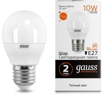 Лампа Gauss LED Elementary Шар 10W E27 710lm 3000K 53210