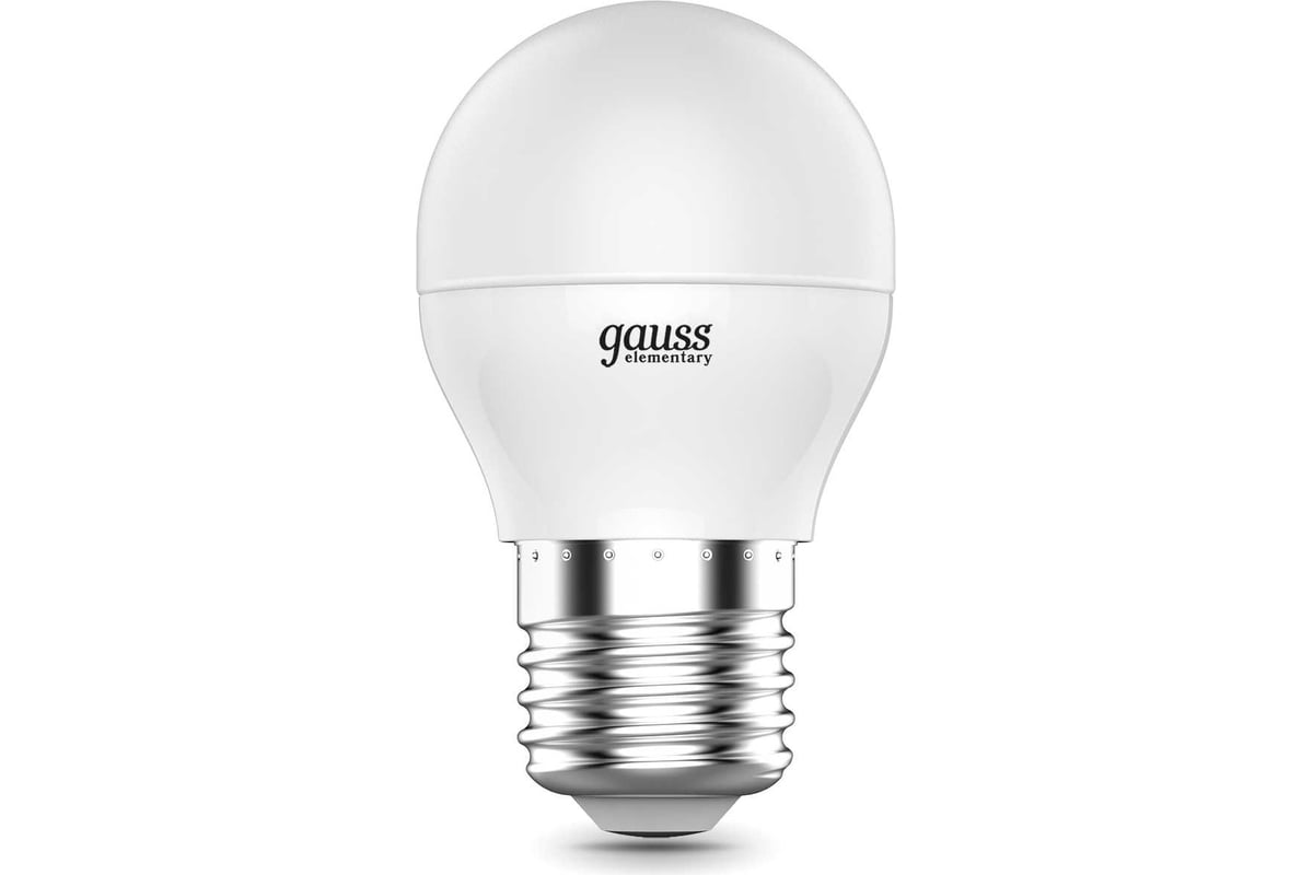 Светодиодная лампа Gauss Elementary Шар 8W 560lm 6500K Е27 LED 1/10/100  53238 - выгодная цена, отзывы, характеристики, 1 видео, фото - купить в  Москве и РФ