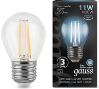 Лампа Gauss LED Filament Шар E27 11W 750Лм 4100K SQ 105802211 15869275