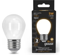 Лампа Gauss LED Filament Шар OPAL E27 5W 420Лм 2700K SQ 105202105 15869306