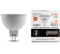 Лампа Gauss LED Elementary MR16 GU5.3 3.5W 3000K 1/50 SQ 13514 15512455