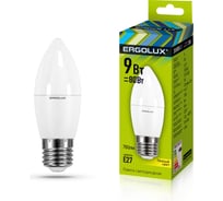 Электрическая светодиодная лампа Ergolux LED-C35-9W-E27-3K Свеча 9Вт E27 3000K 172-265В 13170 15905377