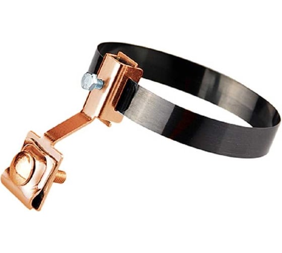 Держатель молниепроводника на трубе Protectpro универсальный ф0-80 мм, нерж полоса, держатель медь 4031Cu 1