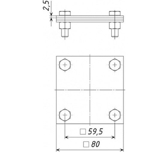 Соединительный зажим Protectpro полоса/полоса (3 пластины 80x80 мм) нерж. 6008Inox