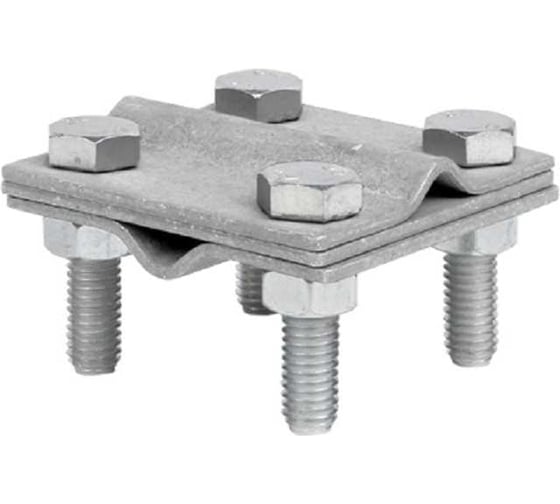 Соединительный крестовой зажим Protectpro прут-прут (3 пластины 56x56 мм для круга ф8-10 мм и полосы 25/30 мм), нерж 6010Inox 1