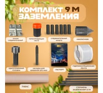 Комплект заземления ЭИК 9 метров с ударной насадкой SDX-max eik009