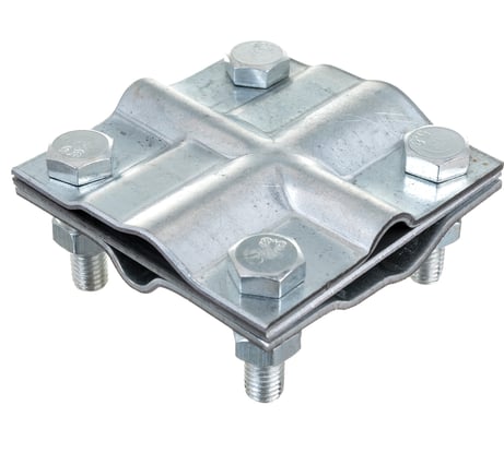 Зажим заземления EZETEK полоса/пруток - полоса/пруток крестообразный, оцинковка 90540-2