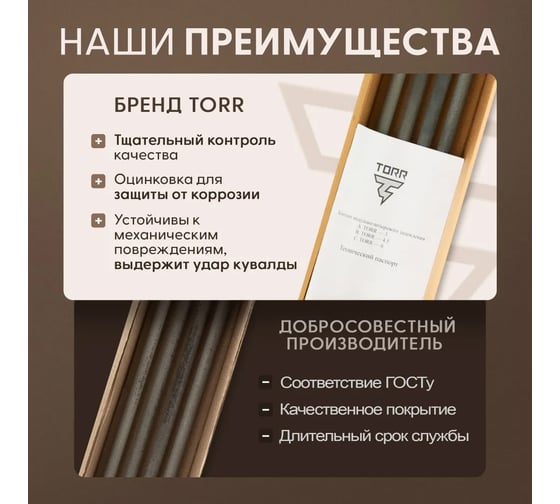 Комплект заземления TORR Нержавейка, 3м, 16мм 6194769