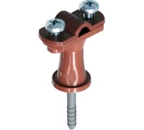 Держатель круглого проводника EZETEK 6-10мм коричневый, высота 38мм, пластик с дюбелем 40мм 70618