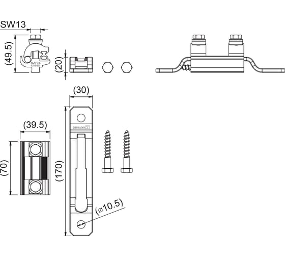 Комплект заземляющего зажима ЭНЕРВИК /ENSTO SE15R (1 шт.) SE15R-1
