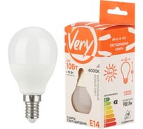 Светодиодная лампа Very шар gl45,10вт, 4000к, e14, 1 шт. 89-3-14-104