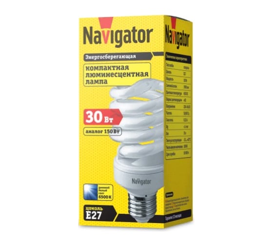 Люминесцентная компактная лампа Navigator 94 056 NCL-SH10-30-860-E27 94056