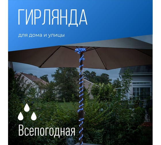 Дюралайт КОСМОС 3W, синий, 220В,13 мм, бухта 100м, KOC-DL-3W13-B