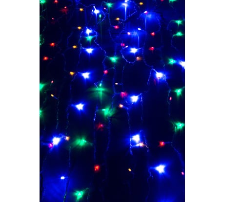 Гирлянда-дождь КОСМОС 1,5x1,5м, 144LED, RGB, прозрачный провод, 8 режимов, от 220V, KOC_CUR-V106