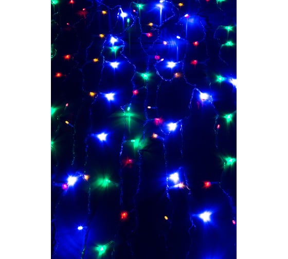 Гирлянда-бахрома КОСМОС 2x0,7м, 100LED, RGB, IP20, возможность соединения до 3шт от 220V, KOC_CUR-V22