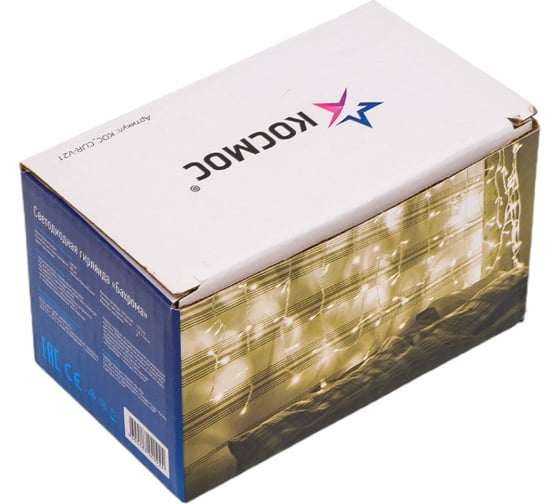 Гирлянда-бахрома КОСМОС 1,8x0,5м, 48LED, IP20, возможность соединения до 3шт от 220V, KOC_CUR-V21