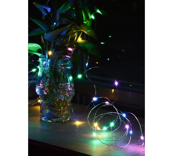 Гирлянда КОСМОС LED разноцветные нити, RGB, медный провод, IP44, 10 метов, KOCNL-EL150