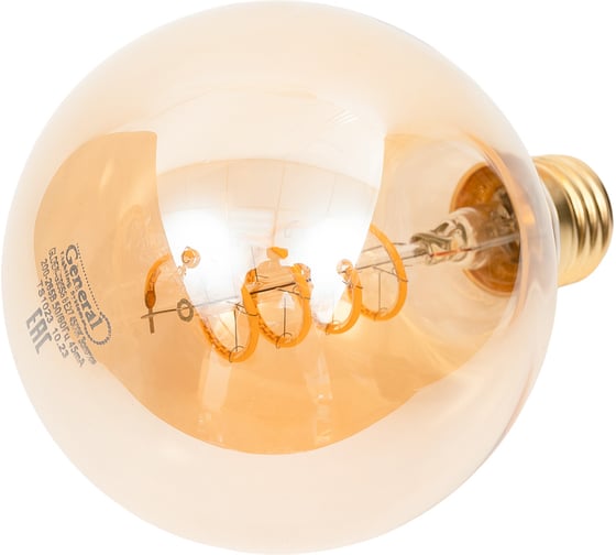 Светодиодная лампа General Lighting Systems Филамент прозрачный золотой E27 8Вт 550Лм 4500К Нейтральный белый Шар GLDEN-G95SS-8-230-E27-4500 661406