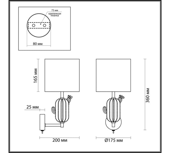 Бра ODEON LIGHT E14 40W CACTUS 5425_1W
