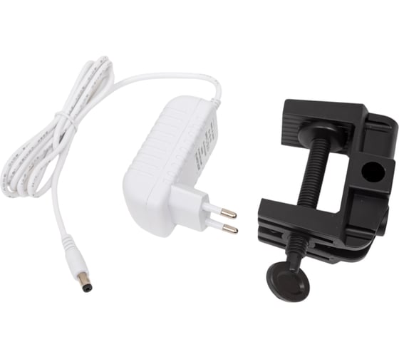 Настольный светодиодный светильник IN HOME plus ссc-05б 12вт 6500к 500лм, usb, с адаптером, на струбцине, белый 4690612045337