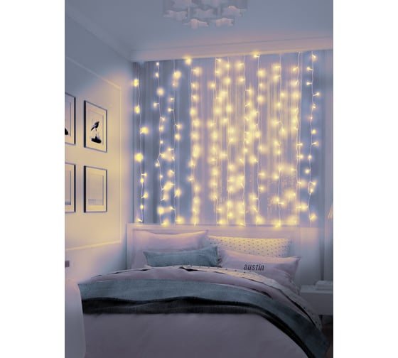 Гирлянда SHLights Занавес 544 тепло-белых LED 1,5x2,2 м, соединяемая, LDCL544-WW-E