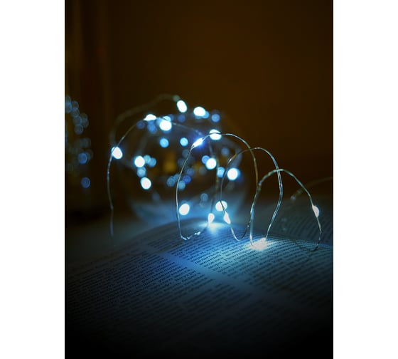 Гирлянда SHLights Нить 20 белых минидиодов, 1,9 м, на батарейках, LDM020W-BO