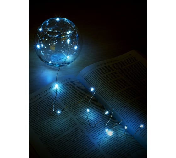 Гирлянда SHLights Нить 20 белых минидиодов, 1,9 м, на батарейках, LDM020W-BO