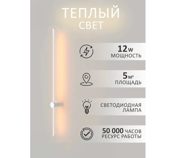 Настенные светодиодные светильники Балтийский светлячок 2 шт, 120 см белые 2S-120BD