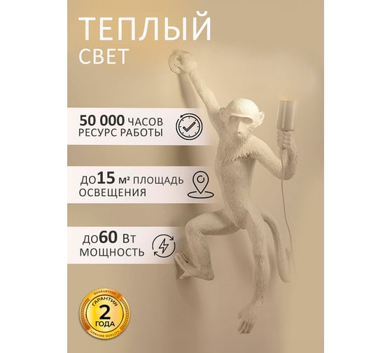 Настенный светильник Балтийский светлячок Monkey, белый, левая сторона LM-1006BL