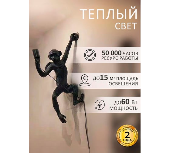 Настенный светильник Балтийский светлячок Monkey, черный, правая сторона LM-1002CHR