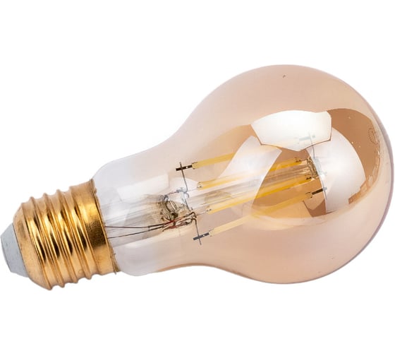 Светодиодная лампа General Lighting Systems Филамент прозрачный золотой E27 10Вт 850Лм 6500К Холодный белый свет GLDEN-A60S-10-230-E27-6500 661415