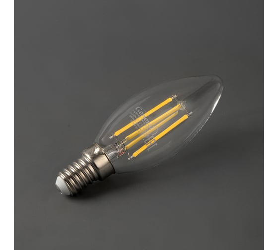 Светодиодная лампа General Lighting Systems Филамент прозрачный E14 15Вт 230В 1050Лм 2700К Теплый белый свет Свеча GLDEN-CS-15-230-E14-2700 661416