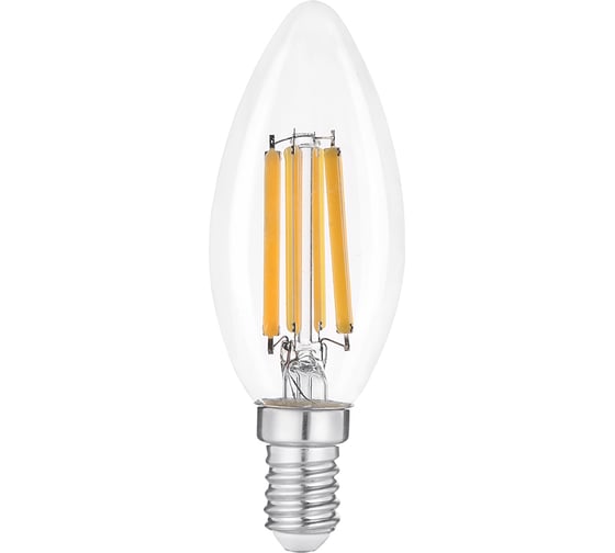 Светодиодная лампа General Lighting Systems Филамент прозрачный E14 15Вт 230В 1070Лм 4500К Теплый белый свет Свеча GLDEN-CS-15-230-E14-4500 661417 1