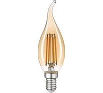 Светодиодная лампа General Lighting Systems Филамент прозрачный золотой E14 10Вт 650Лм Теплый белый Свеча на ветру GLDEN-CWS-10-230-E14-2700 661422
