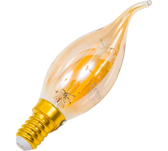 Светодиодная лампа General Lighting Systems Филамент прозрачный золотой E14 10Вт 670Лм Белый свет Свеча на ветру GLDEN-CWS-10-230-E14-4500 661423