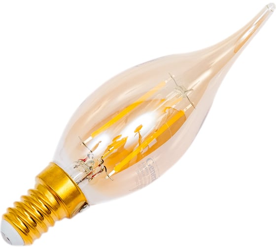 Светодиодная лампа General Lighting Systems Филамент прозрачный золотой E14 10Вт 700Лм Холодный белый Свеча на ветру GLDEN-CWS-10-230-E14-6500 661424