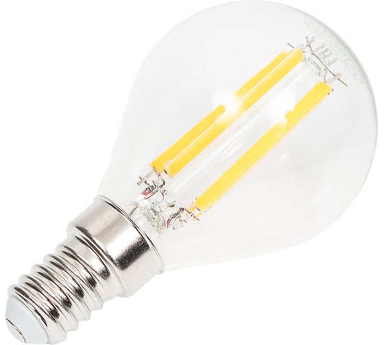 Светодиодная лампа General Lighting Systems Филамент прозрачный E14 15Вт 230В 1050Лм 2700К Теплый белый свет Шар GLDEN-G45S-15-230-E14-2700 661428
