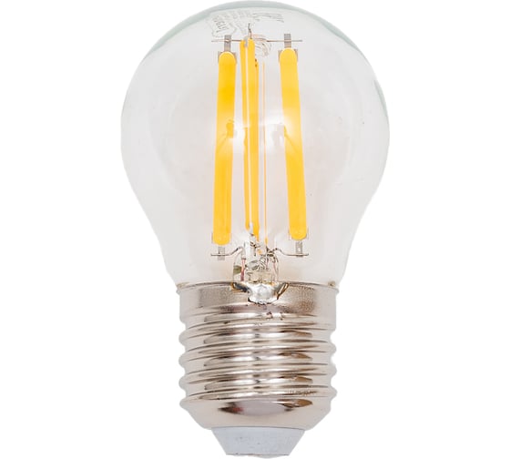 Светодиодная лампа General Lighting Systems Филамент прозрачный E27 15Вт 230В 1050Лм 2700К Теплый белый свет Шар GLDEN-G45S-15-230-E27-2700 661437 1