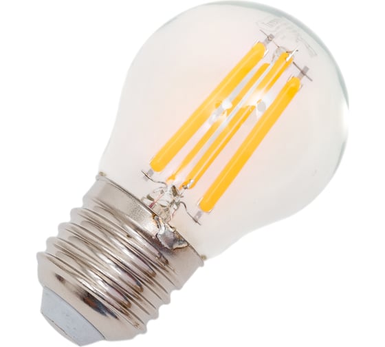 Светодиодная лампа General Lighting Systems Филамент прозрачный E27 15Вт 230В 1050Лм 2700К Теплый белый свет Шар GLDEN-G45S-15-230-E27-2700 661437