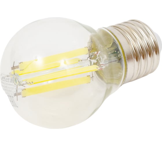 Светодиодная лампа General Lighting Systems Филамент прозрачный E27 15Вт 230В 1100Лм 6500К Холодный белый свет Шар GLDEN-G45S-15-230-E27-6500 661439