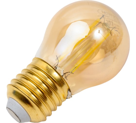 Светодиодная лампа General Lighting Systems Филамент прозрачный золотой E27 7Вт 500Лм 6500К Холодный белый свет Шар GLDEN-G45S-7-230-E27-6500 661433