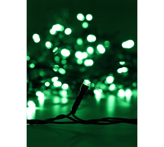 Гирлянда-нить SHLights внутр,100 LED,зел,5м, пров зелеленый ILD100C-GG